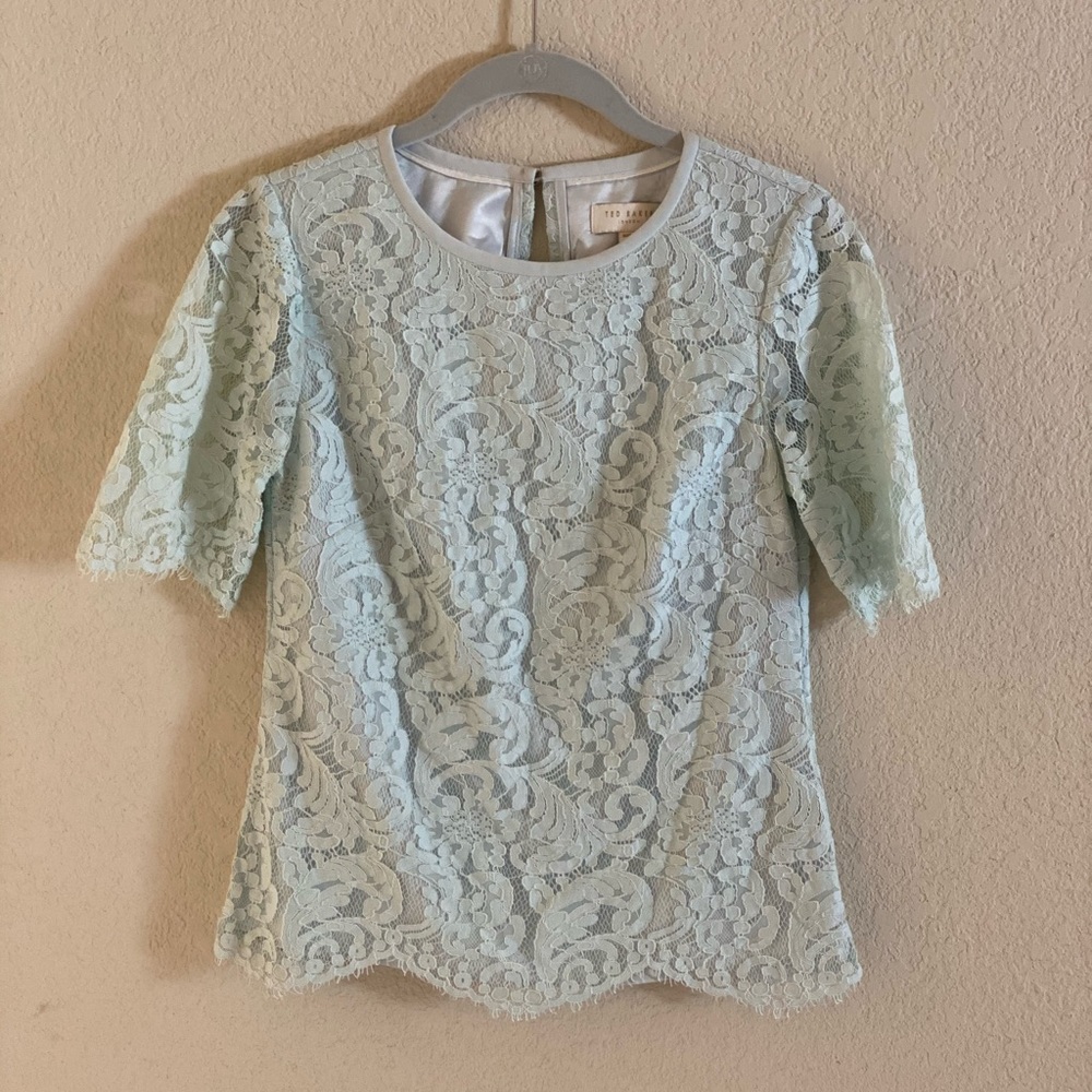 Ted Baker London Allina Scallop Edge Lace Top